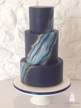 Navy blue painted 3 tier wedding cake
